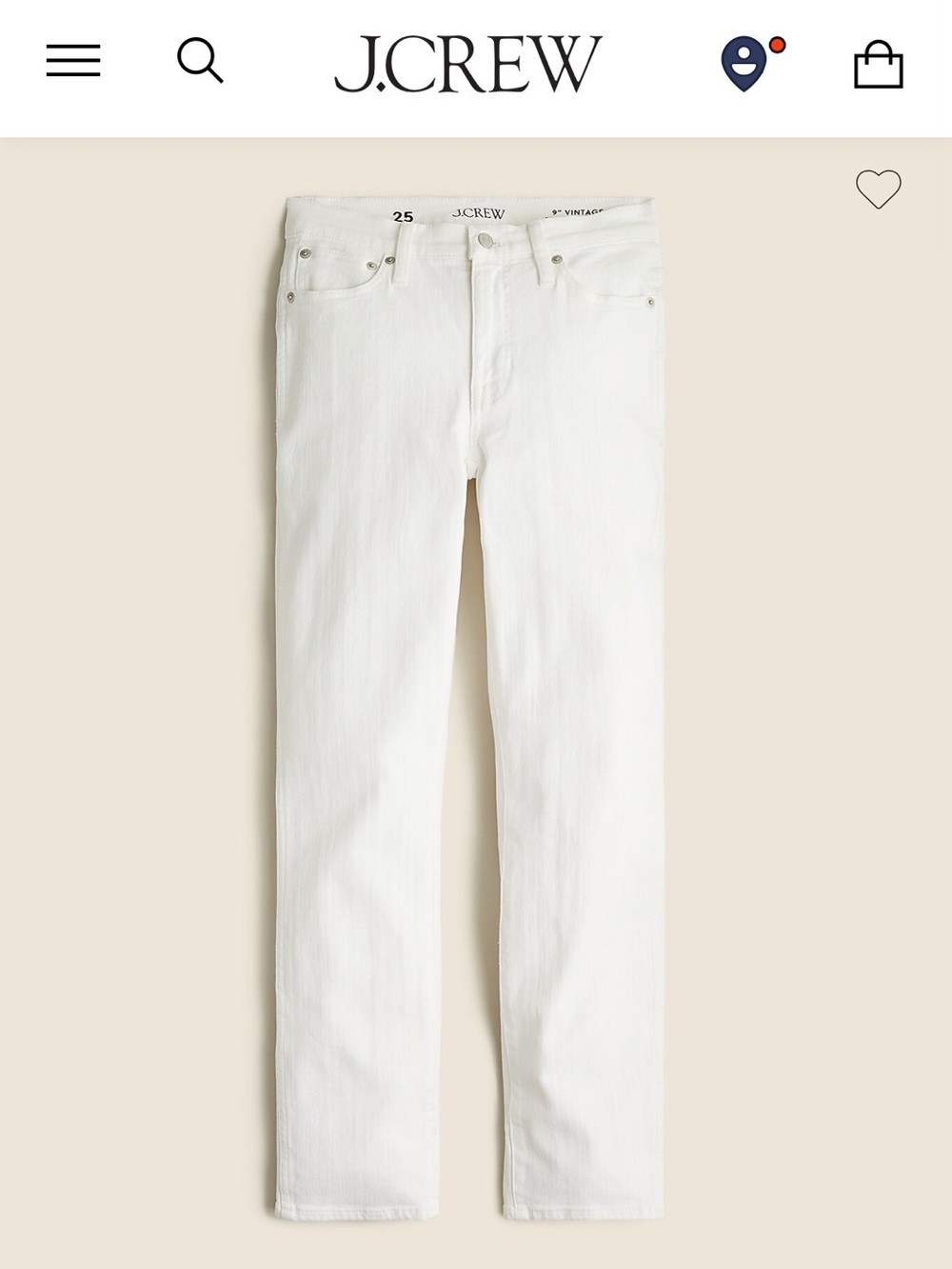 J. Crew Women’s Straight-Leg White Jeans - Tall 29